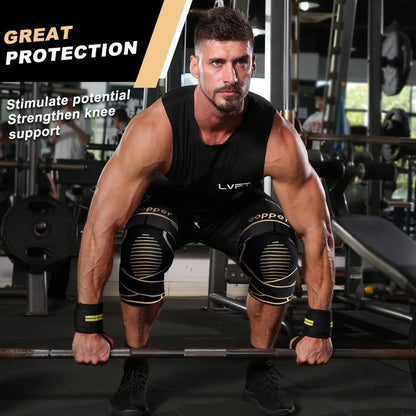 2-Pack Copper Knee Braces with Adjustable Straps for Pain Relief and Support in Arthritis, ACL, and Meniscus Injuries for Men and Women