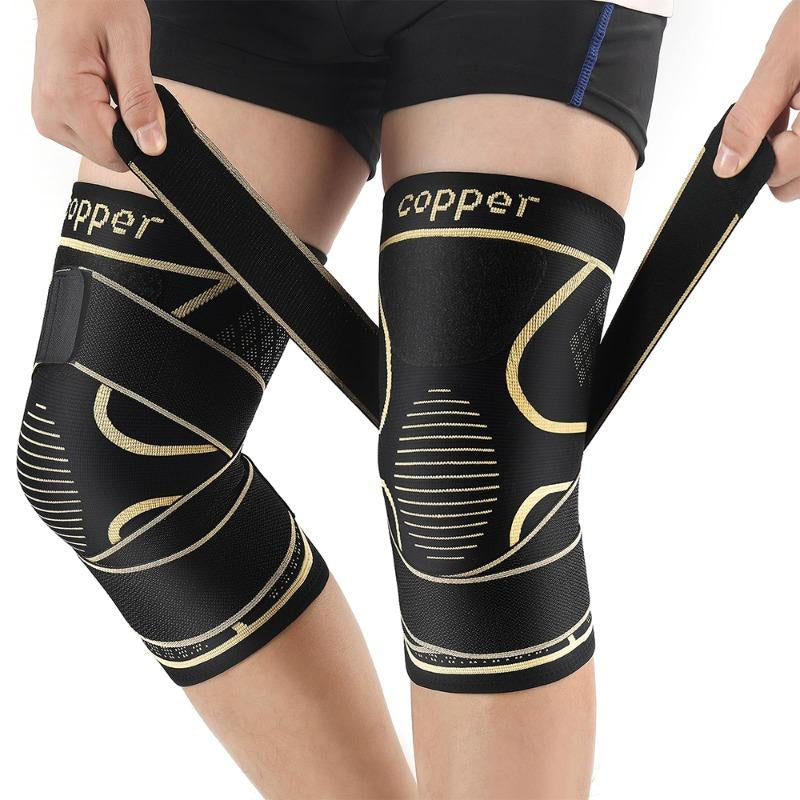 2-Pack Copper Knee Braces with Adjustable Straps for Pain Relief and Support in Arthritis, ACL, and Meniscus Injuries for Men and Women