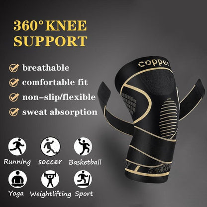 2-Pack Copper Knee Braces with Adjustable Straps for Pain Relief and Support in Arthritis, ACL, and Meniscus Injuries for Men and Women