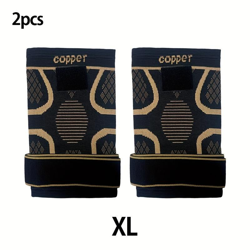 2-Pack Copper Knee Braces with Adjustable Straps for Pain Relief and Support in Arthritis, ACL, and Meniscus Injuries for Men and Women